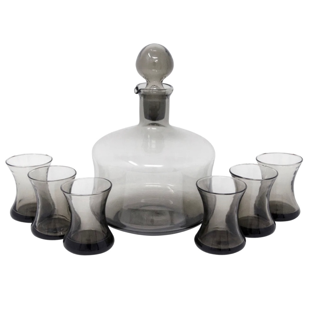 Pitman Dreitzer decanter and cordial dippers.